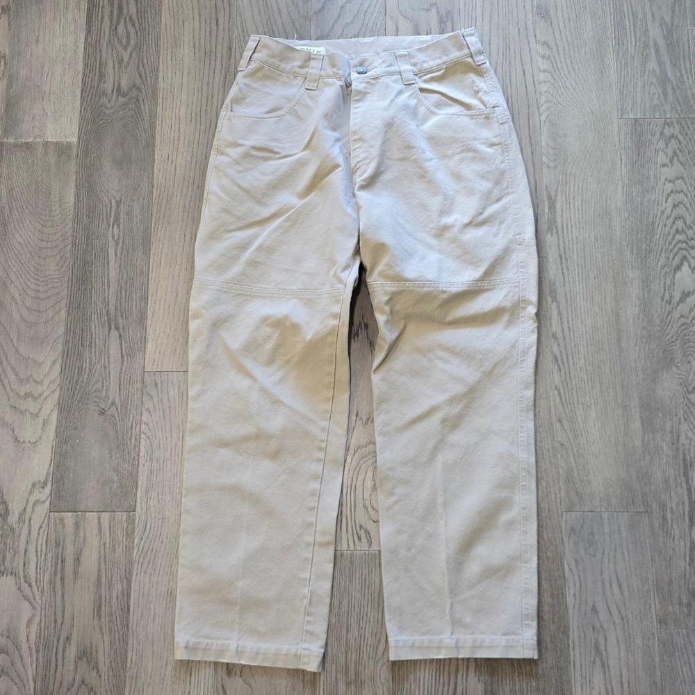 Vtg Orvis Canvas Field Pants Khaki Mens 32x29 Double Knee Straight Leg Outdoor